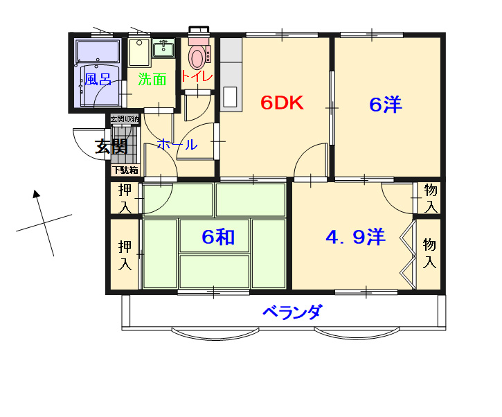 新広駅徒歩6分、日当たりの良い3DK。2台目駐車場も契約可(月6,000円、先着順）