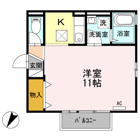 広々１１帖の洋間♪設備充実単身賃貸物件。